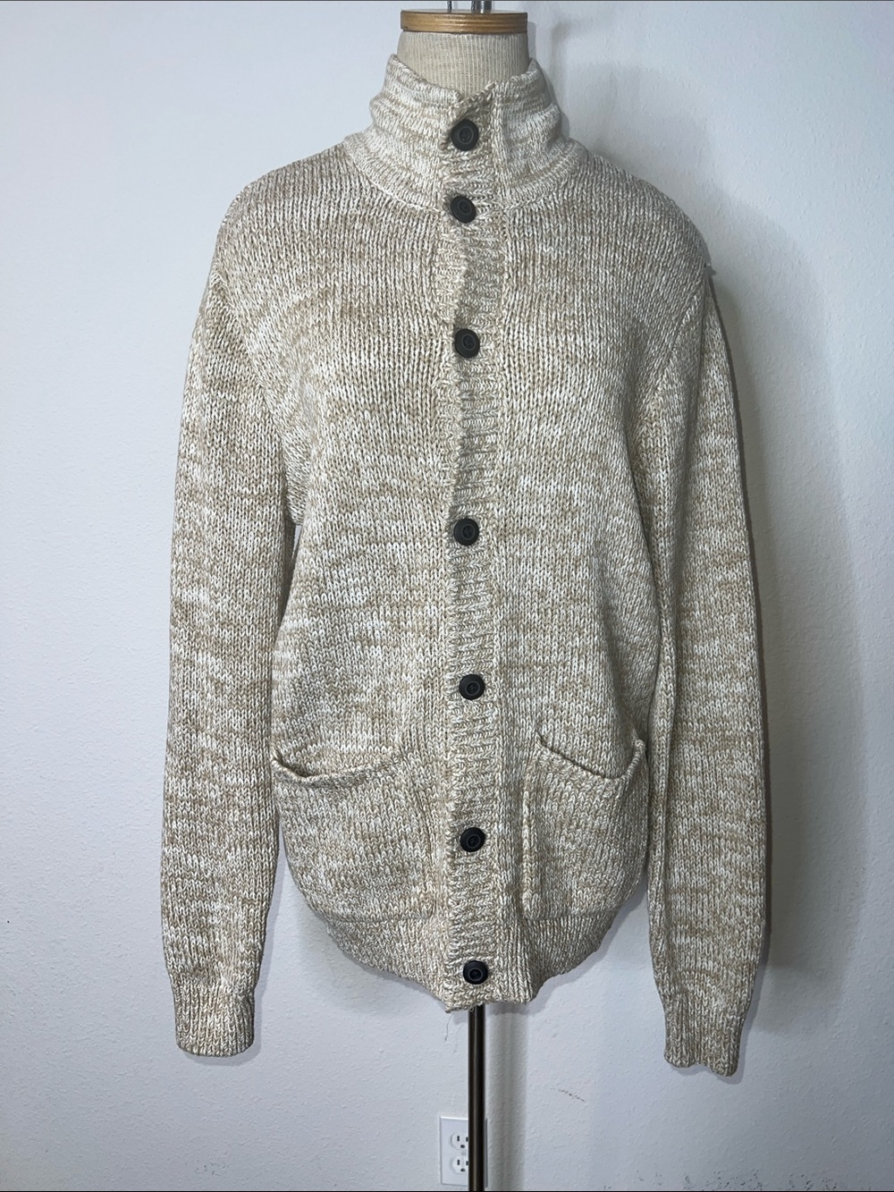 UpWest Resort Neutral Knit Button-Up Sweater Cardigan